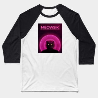 Retrowave Cat Cover | Neon Pink | Meowsik Vinyl Baseball T-Shirt